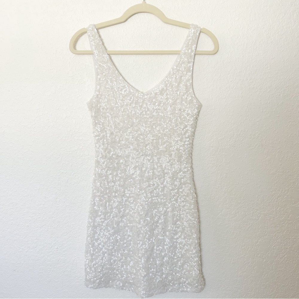 White Sequin Mini Dress